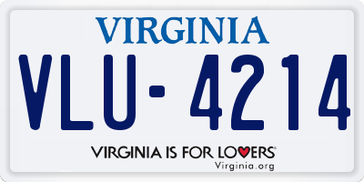 VA license plate VLU4214