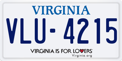 VA license plate VLU4215