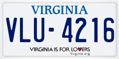 VA license plate VLU4216
