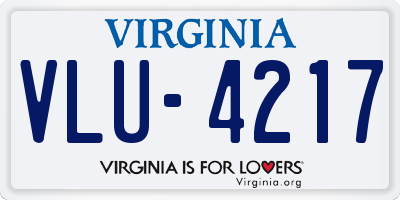 VA license plate VLU4217