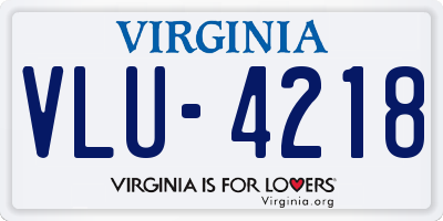 VA license plate VLU4218