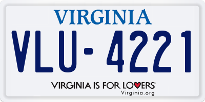 VA license plate VLU4221