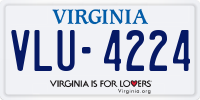 VA license plate VLU4224