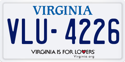 VA license plate VLU4226