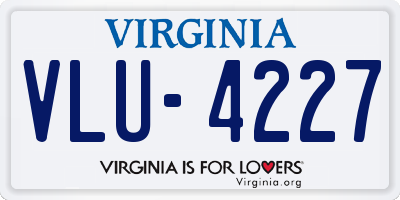 VA license plate VLU4227