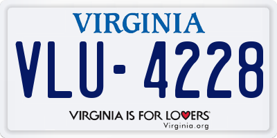VA license plate VLU4228
