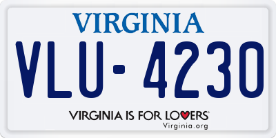 VA license plate VLU4230