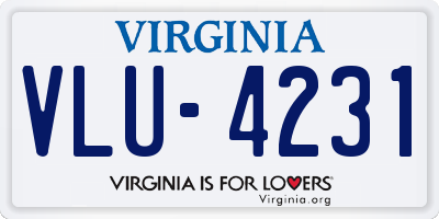 VA license plate VLU4231