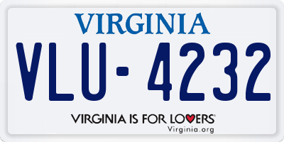 VA license plate VLU4232