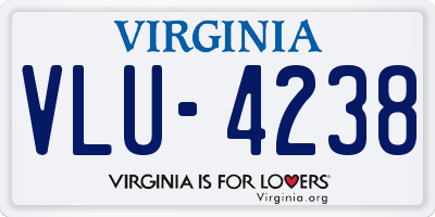 VA license plate VLU4238