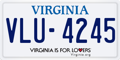 VA license plate VLU4245