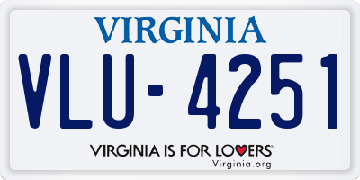 VA license plate VLU4251