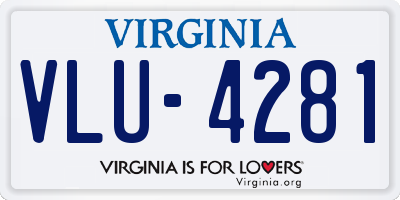 VA license plate VLU4281
