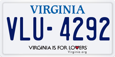 VA license plate VLU4292