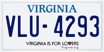 VA license plate VLU4293