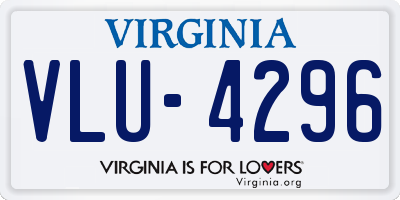 VA license plate VLU4296