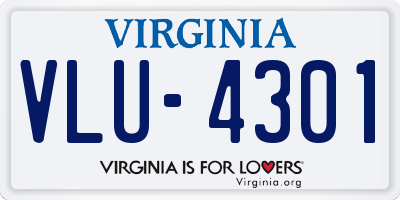 VA license plate VLU4301