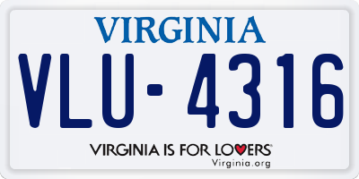 VA license plate VLU4316