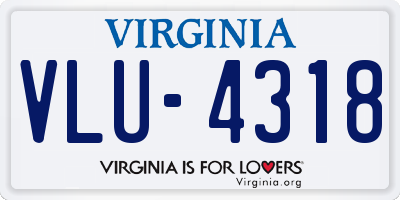 VA license plate VLU4318