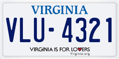 VA license plate VLU4321
