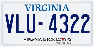 VA license plate VLU4322