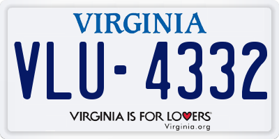 VA license plate VLU4332