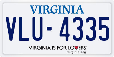 VA license plate VLU4335