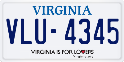 VA license plate VLU4345