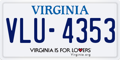 VA license plate VLU4353