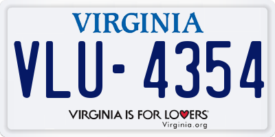 VA license plate VLU4354