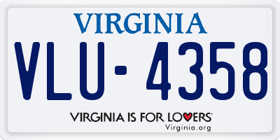 VA license plate VLU4358