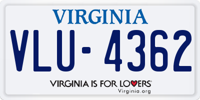 VA license plate VLU4362