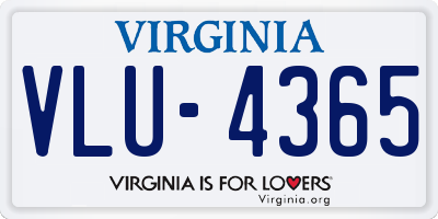 VA license plate VLU4365