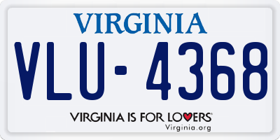 VA license plate VLU4368