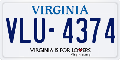VA license plate VLU4374