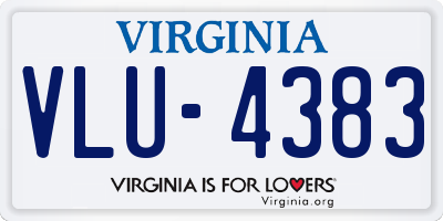 VA license plate VLU4383
