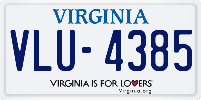 VA license plate VLU4385