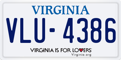 VA license plate VLU4386