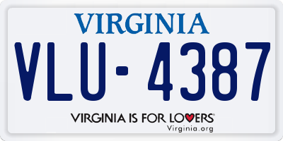 VA license plate VLU4387