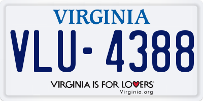 VA license plate VLU4388