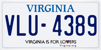 VA license plate VLU4389