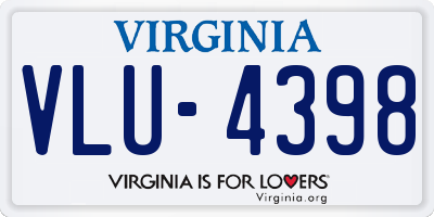 VA license plate VLU4398
