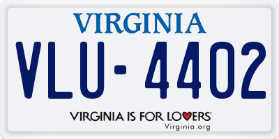 VA license plate VLU4402