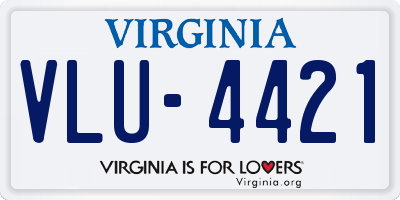 VA license plate VLU4421