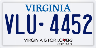 VA license plate VLU4452