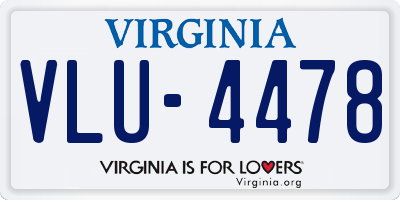 VA license plate VLU4478