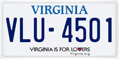 VA license plate VLU4501