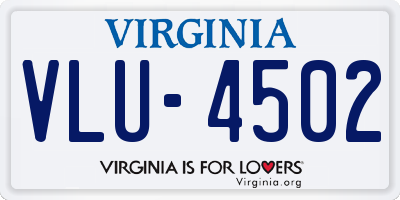 VA license plate VLU4502