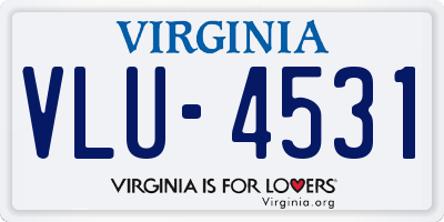 VA license plate VLU4531