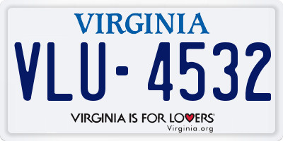 VA license plate VLU4532